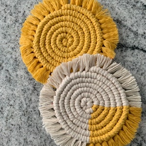 Yellow Macramé coasters