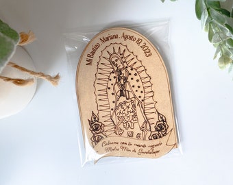 Recuerdo de Bautizo personalizado con iman, Personalized magnet Baptism favor, Recuerdo Virgen de Guadalupe, Our Lady of Guadalupe favor.
