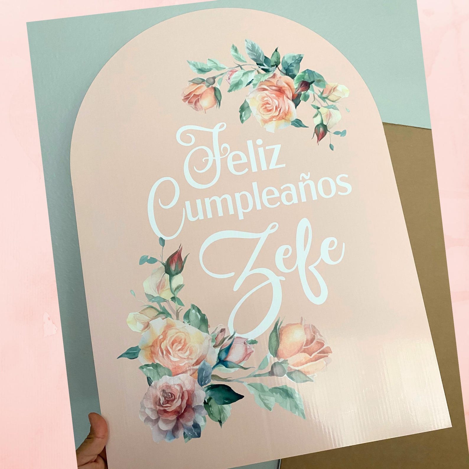 Elegante Letrero Personalizado, Feliz Cumpleaños, Personalized Happy