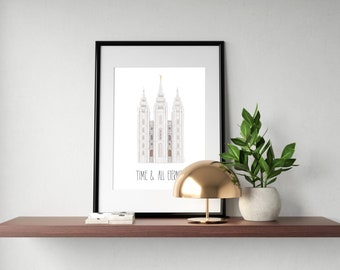 Salt Lake LDS Temple Watercolour Digital Download