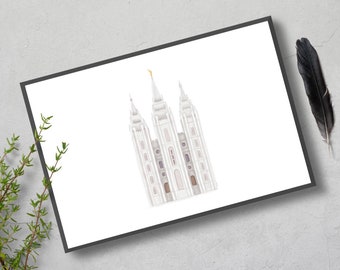 Salt Lake LDS Temple Watercolour Digital Download