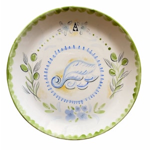 Handmade Plate - Width: 9,8’’ ( 25 Cm )/Hand Painted /Decorative Dishes Kitchen Decor / Unique Ceramic Gift