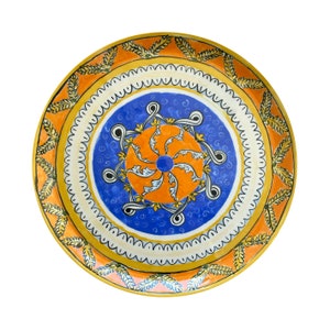 Handmade Ceramic Plate-Mediterranean,Table or Wall Decor,Hanmade Gift Idea,Italian Style Dish,Ceramic Art,Width: 12,5’’ ( 32 Cm )