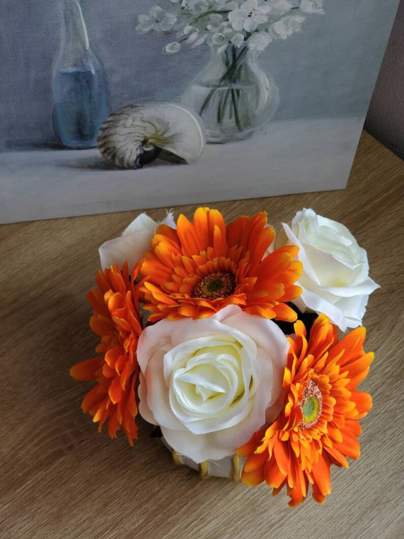Silk Orange Flowers Silk White Flowers Thanksgiving Decor Etsy