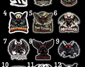 Mothman Stickers or Magnets | Point Pleasant WV Cryptid Art Pack