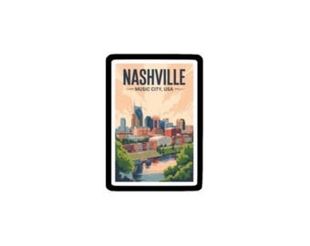 Adesivo o magnete con lo skyline di Nashville / Souvenir di viaggio del Tennessee