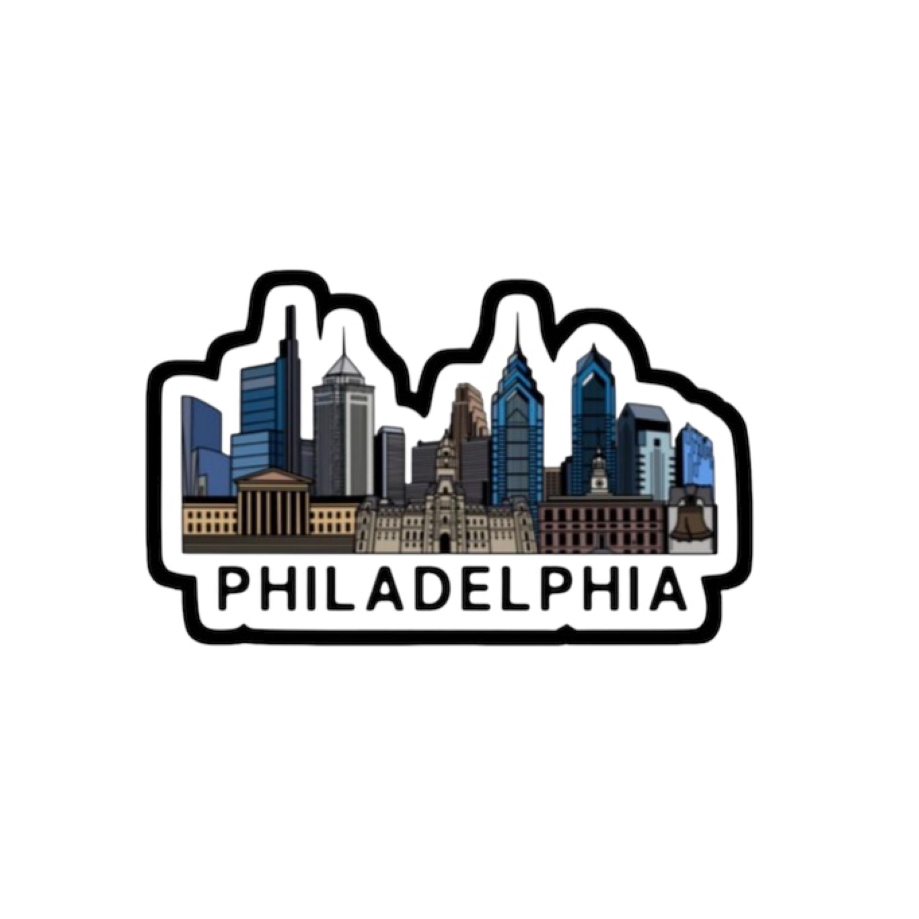Philadelphia Sticker Philadelphia Skyline Sticker | Philly Travel Souvenir Magnet - Etsy