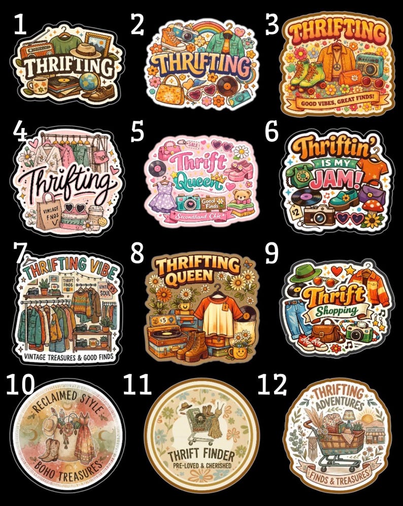 Sticker Fidner Thrifting Stickers or Magnets | Vintage Decals (2