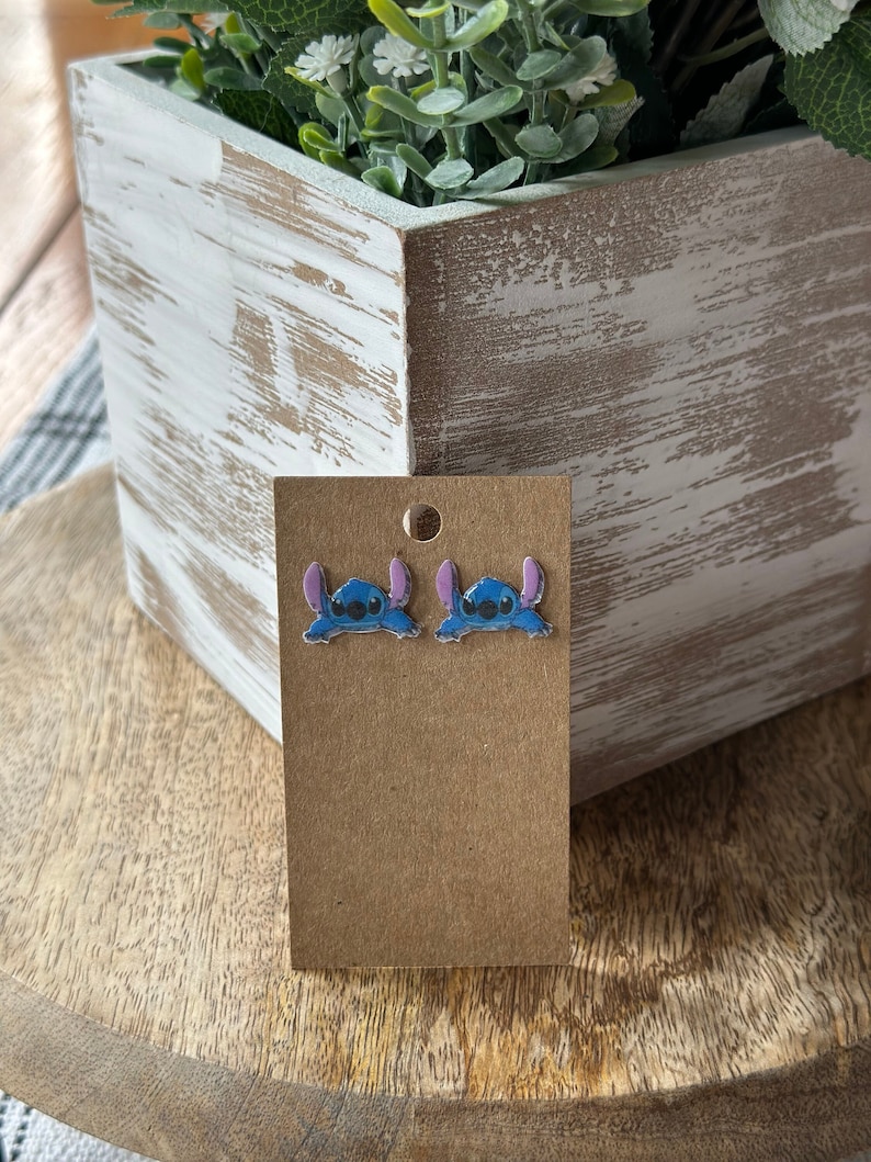 Stitch Stud Earrings/ Ohana Earrings/ Hawaiian/ Hypoallergenic/ Handmade/ Gifts for her image 1