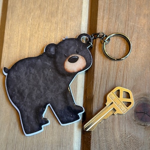 Bear keychain, black bear, key accessories