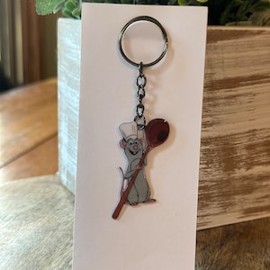 Remy Ratatouille Keychain, Pixar Keychain, Movie Inspired, Cartoon Keyring, Cute Gift