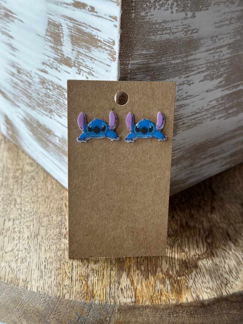 Stitch Stud Earrings/ Ohana Earrings/ Hawaiian/ Hypoallergenic/ Handmade/ Gifts for her image 3