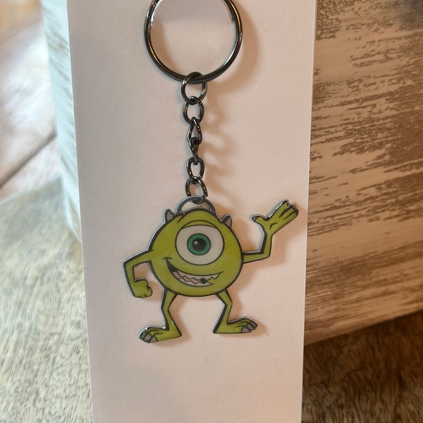 Monsters Inc Keychain, Mike Wazowski Key Ring, Disney Pixar Character Accessories, Cute Gift for Fans