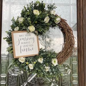 Farmhouse Grapevine Wreath, Country Wreath, Floral Wreath, Welcome Wreath, Greenery Wreath, Floral Wreath, Simple Wreath, Door Decor, Wreath