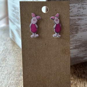 Piglet Earrings, Hundred Acre Wood, Handmade, Winnie the Pooh,
