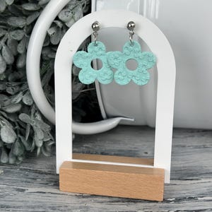Blue Spring Flower Polymer Clay Drop Earrings