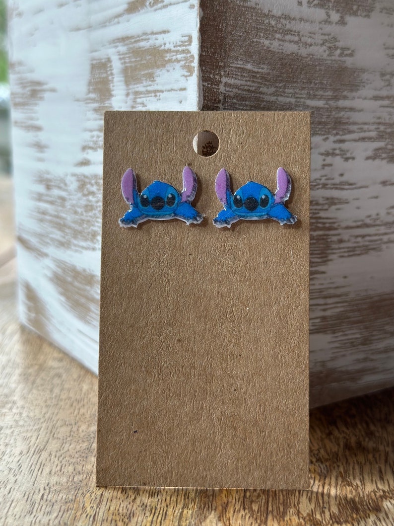 Stitch Stud Earrings/ Ohana Earrings/ Hawaiian/ Hypoallergenic/ Handmade/ Gifts for her image 4
