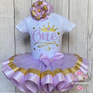 Lavender and Gold Princess 1st Birthday Tutu Outfit