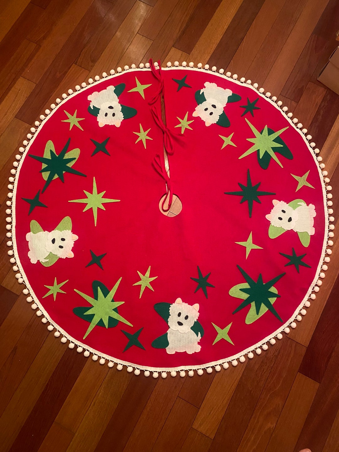 Kitschy Atomic Dog Christmas Tree Skirt Etsy