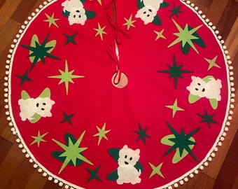 Kitschy Atomic Dog Christmas Tree Skirt