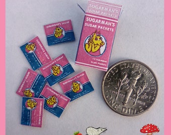 Miniature Open Box of Sugarman's Sugar Packets in 1:12 Scale