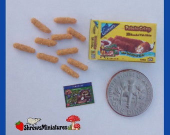 Miniature Open Box of Gorton's Fish Sticks in 1:12 Scale