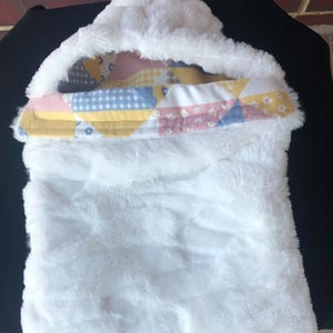 Faux Fur Hooded Sleeping Bag for Doll, Cozy Doll Accessory, Cute Room Decor, Handmade Gift, Fits 14&quot; Doll Stuffed Animal Miniature