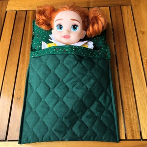 Sleeping Bag Pouch Carrier for Doll Stuffed Animal,Sleeping Bag Accessory for up to 14&quot; Doll, Princess  Bedding Sleeping Bag built in pillow