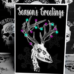 Gothic Christmas Card - Goth Reindeer - Spooky