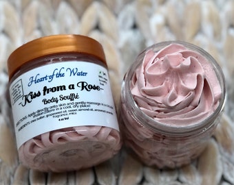 Rose Whipped Shea Butter Body Butter Lotion - Vegan Rose Body Cream Moisturizer Skincare for Dry Skin - Vday Gift