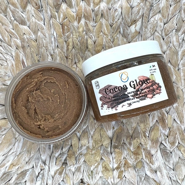 Handmade Chocolate Emulsified Sugar Scrub Exfoliating Body Polish - Vegan Home Spa Self Care Gift for Chocolate Lover