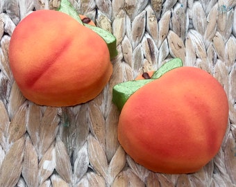Peach Scented Handmade Vegan Peach Bath Bomb - Fruit Bath Fizzy Bath Time Fun Gifts for Kids and Peach Lovers