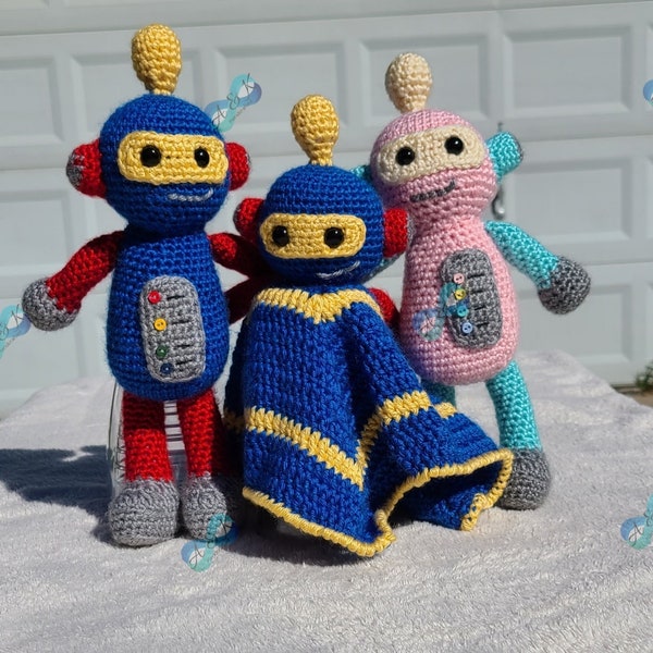 Robot en peluche / Robot jouet / Robot au crochet / Robot Lovey