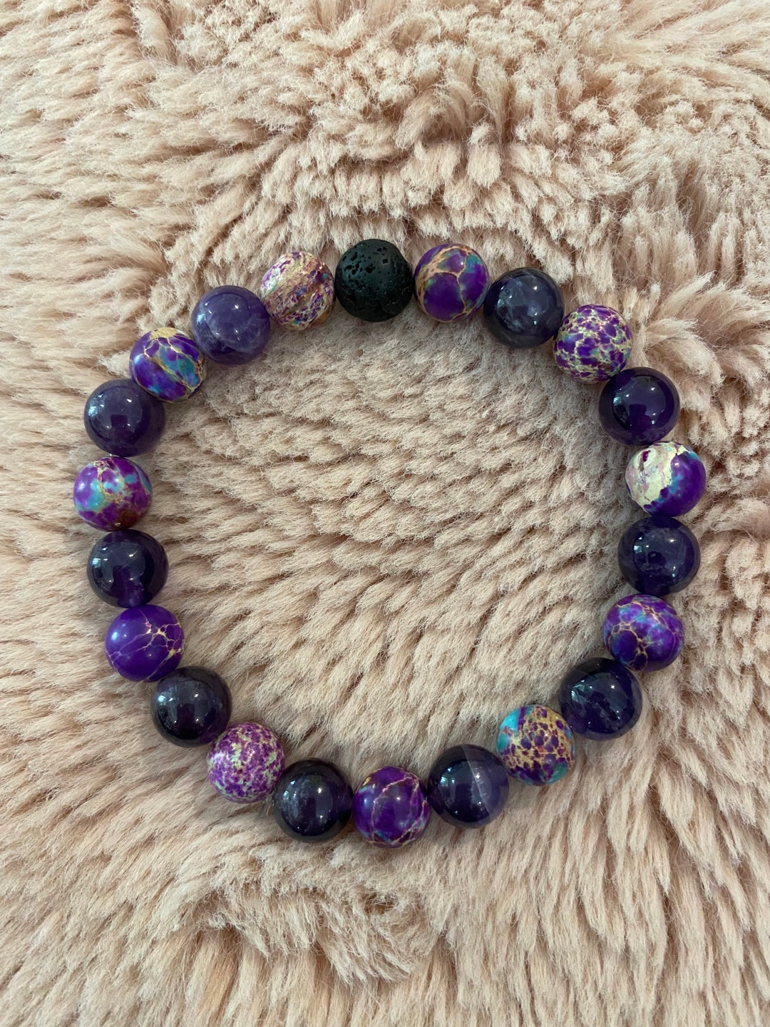 HEALING Essential Oil Lava Bead Bracelet With Purple Emperor Etsy