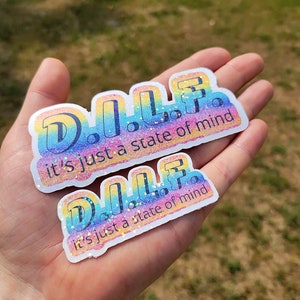 DILF State of Mind Rainbow Sparkle Sticker • vinyl sticker • NSFW humor • handmade waterproof sticker • sparkly • shiny rainbow holographic