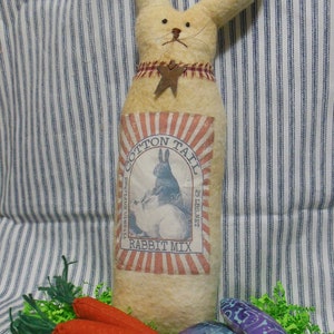 Primitive Rabbit--&quot;Carlton&quot; Cottontail Rabbit Mix--Spring/Easter--13 inch cupboard tuck--13 inches tall