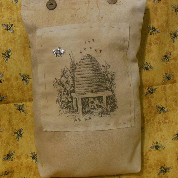 Primitive/Farmhouse/Colonial Bee Skep Pillow--Cupboard Tuck--Chair pillow/Colonial Decor