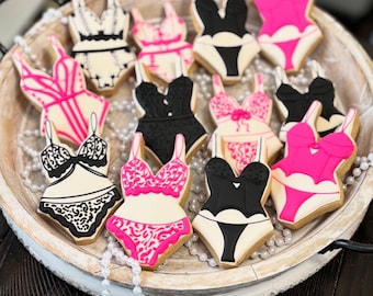 Bridal Shower Lingerie Victorias Secret Corset Cookies Body Suit Custom Sugar Cookies Royal Icing