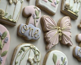 Fairy Butterfly Magical Forest Customized Sugar Cookies with Royal Icing