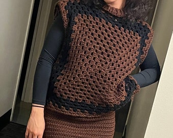 Customizable Oversized Crochet Sleeveless Vest