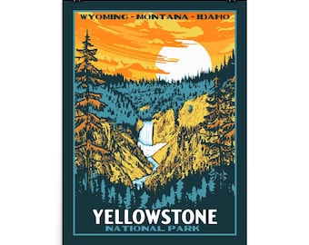 Parque Nacional Yellowstone / Cataratas Inferiores Vintage WPA estilo original arte cartel impresión