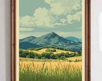 Peaks Of Otter Blue Ridge Parkway - National Park Style Art Print | Vintage WPA Style Bedford Virginia Travel Poster 12"x18"