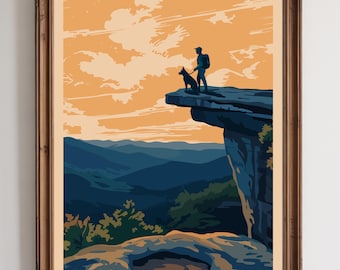 McAfee Knob - Appalachian Trail | Vintage WPA Style Retro Virginia Travel Poster 12"x18"