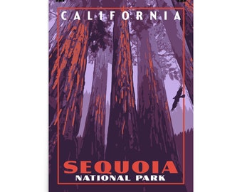 Sequoia National Park California | Vintage WPA Poster Style Retro Print