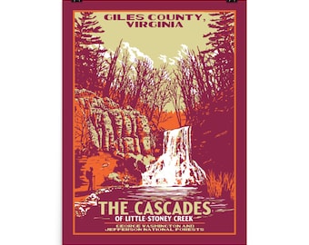 The Cascades | Giles County Vintage WPA Style Original Art Poster Print