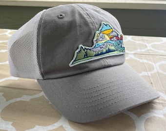 Virginia Outdoors Embroidered Patch Retro Mesh Trucker Hat Grey / White Classic Dad Cap NEW