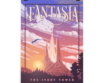 Fantasia | The Ivory Tower Neverending Story Fan Art - Vintage WPA National Park Style Retro Poster Print