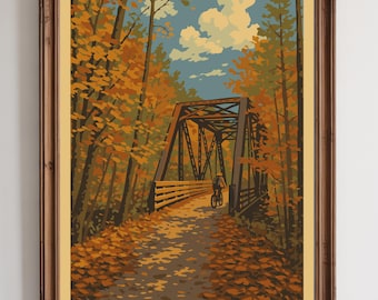 Virginia Creeper Trail - National Park Style Art Print | Vintage WPA Style Retro SWVA Travel Poster 12"x18"