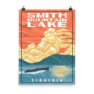 Smith Mountain Lake, Virginia  |  Vintage WPA Poster Style Retro Art Print