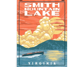 Smith Mountain Lake, Virginia  |  Vintage WPA Poster Style Retro Art Print